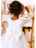 White Satin Tulle Minimalist Flower Girl Dress